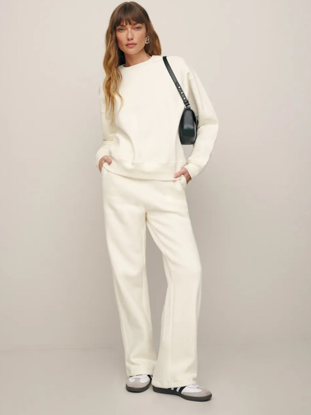 Reformation Ivory Wide-Leg Pull-On Pants